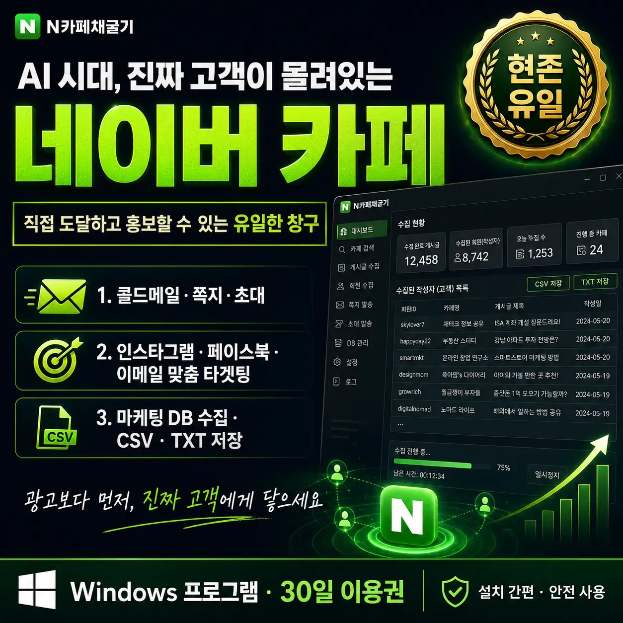 AI 시대에 네이버 카페 작성자 데이터를 마케팅에 활용하는 N카페채굴기 안내