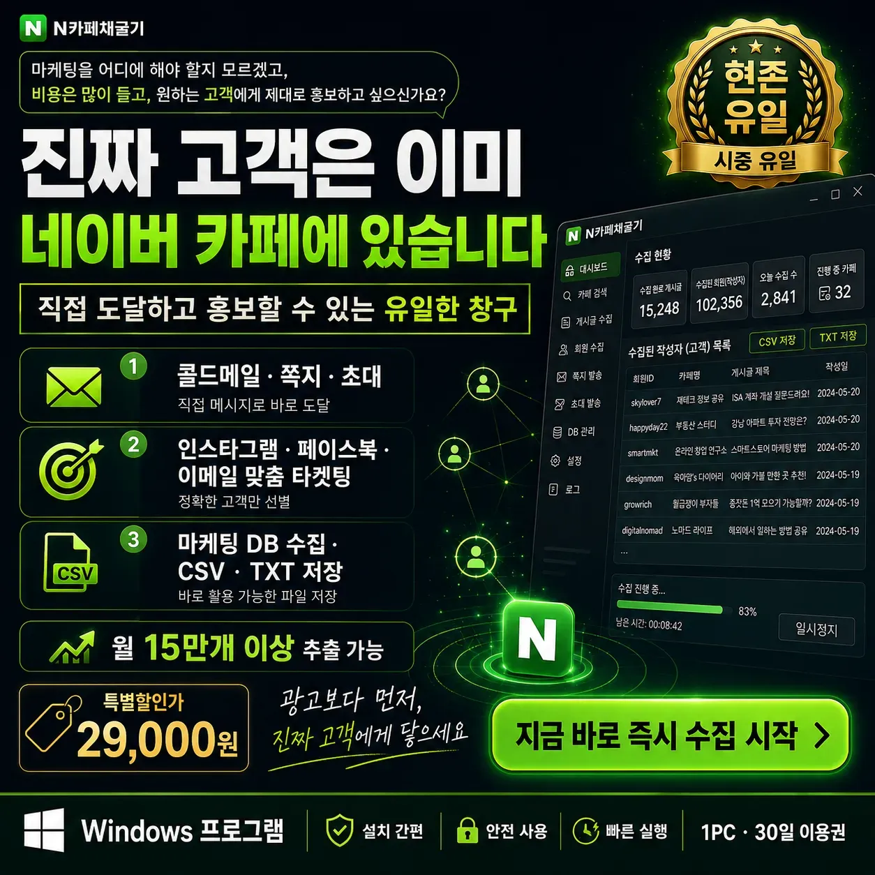 네이버 카페 고객 데이터를 마케팅 DB로 활용하는 기능과 가격 안내