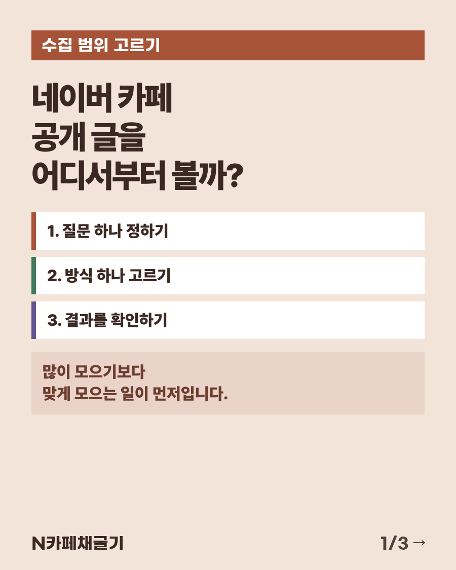 네이버 카페 공개 글 수집 범위를 고르는 5단계
