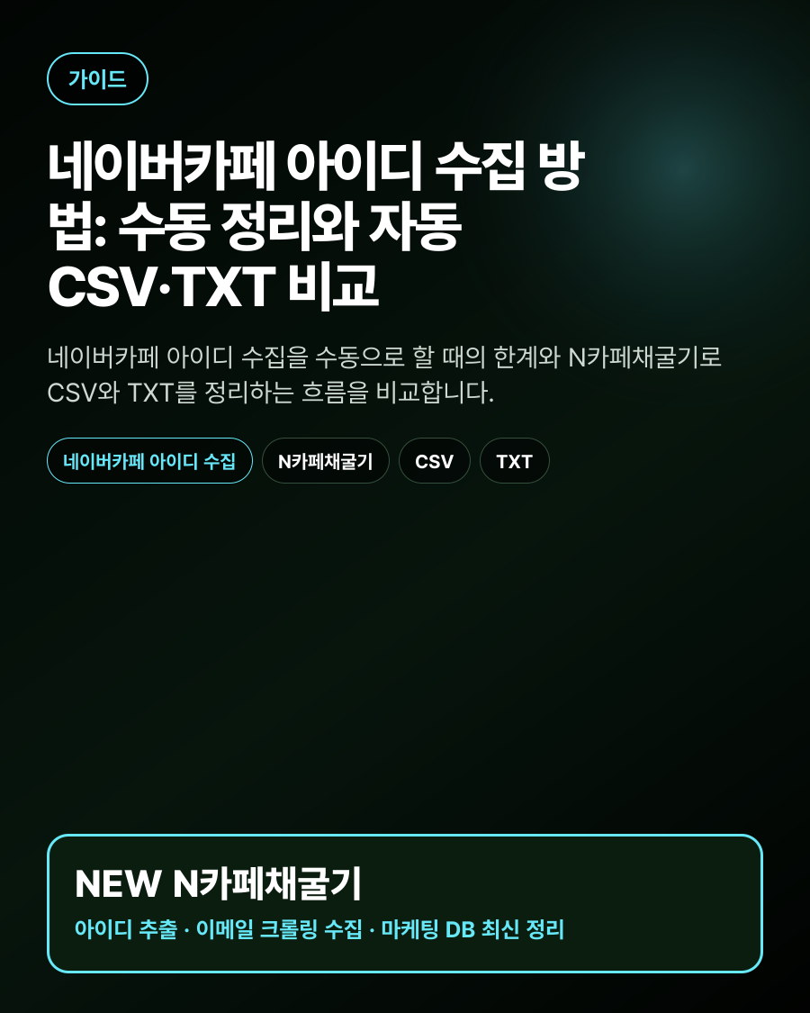 네이버카페 아이디 수집 방법: 수동 정리와 자동 CSV·TXT 비교 대표 이미지
