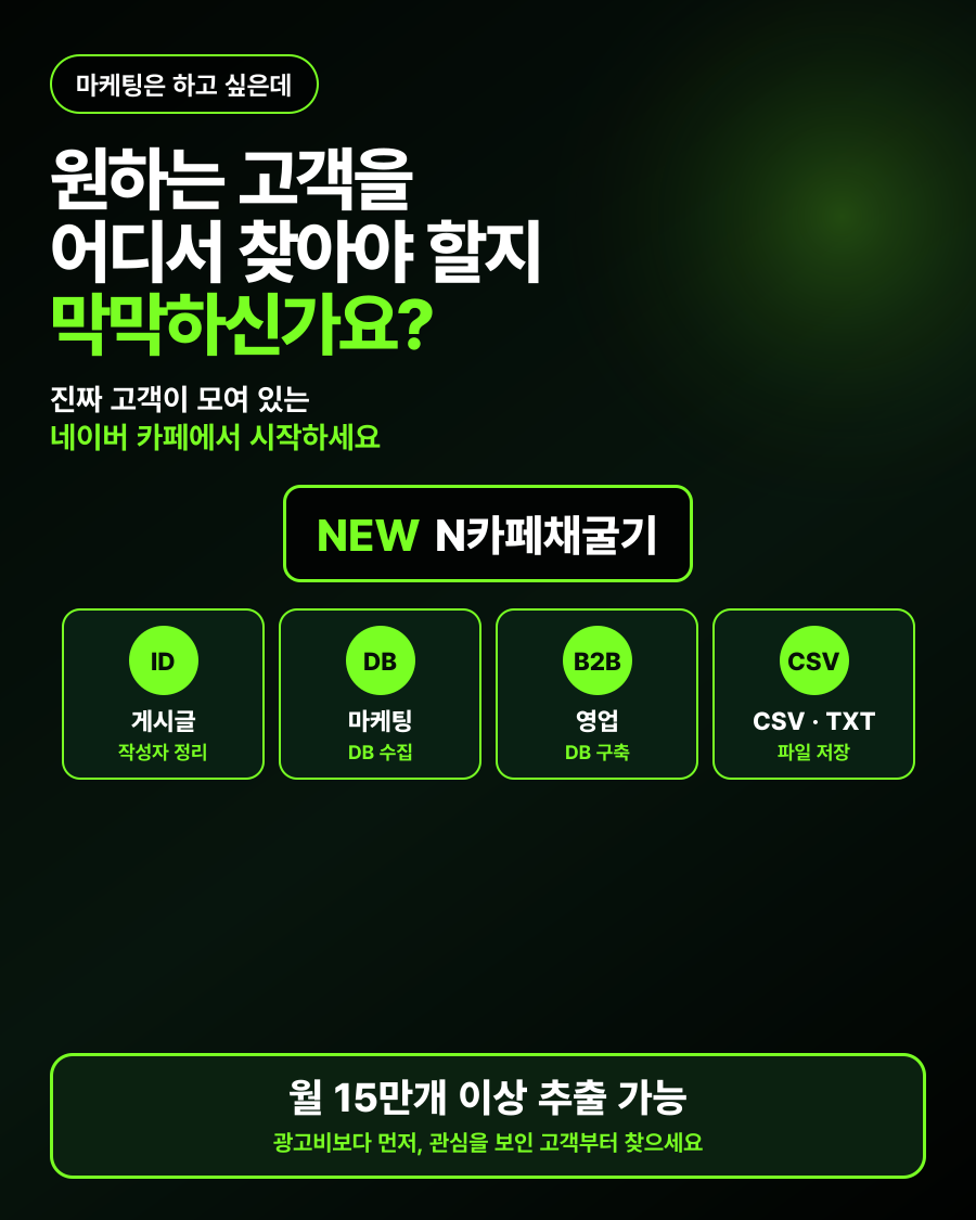 마케팅 비용은 늘지만 원하는 고객에게 도달하지 못하는 문제를 해결하는 2026 NEW N카페채굴기