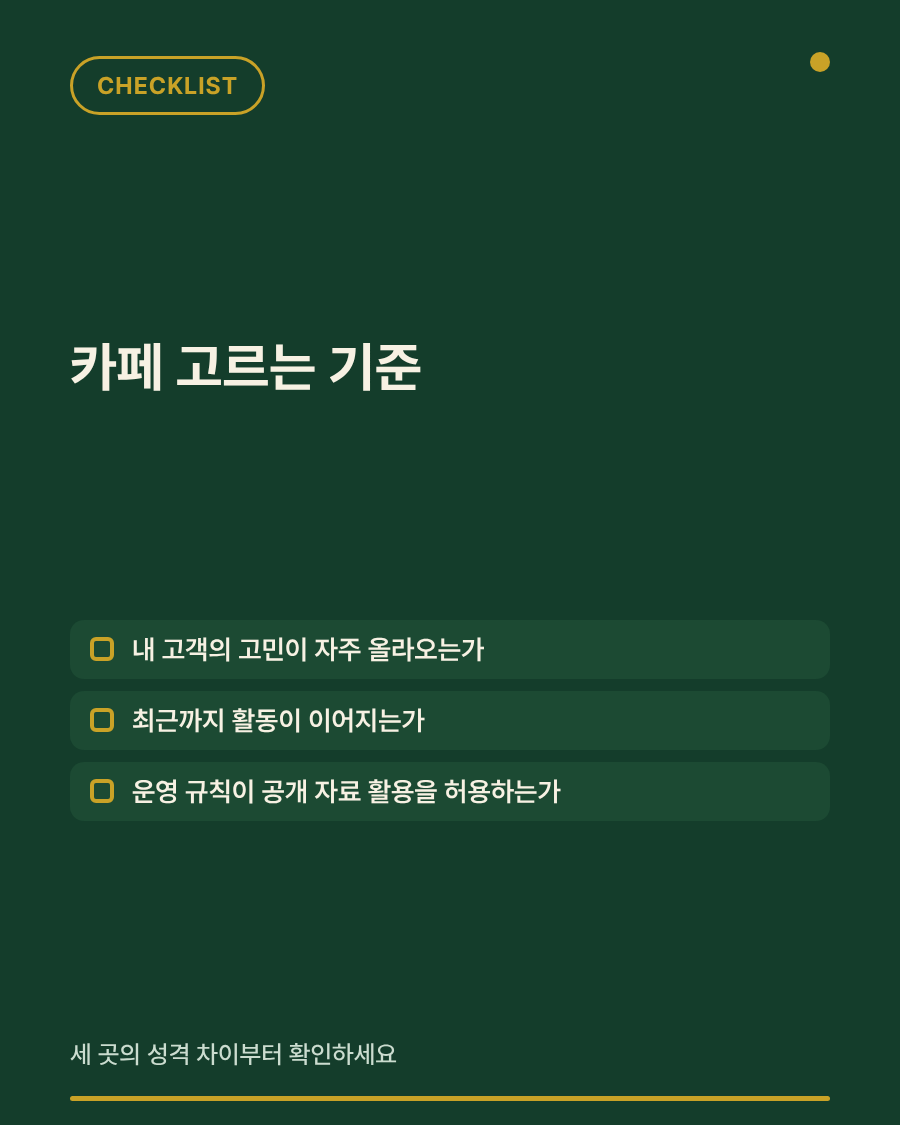 내 고객이 많은 인기 카페를 고르는 기준 체크리스트