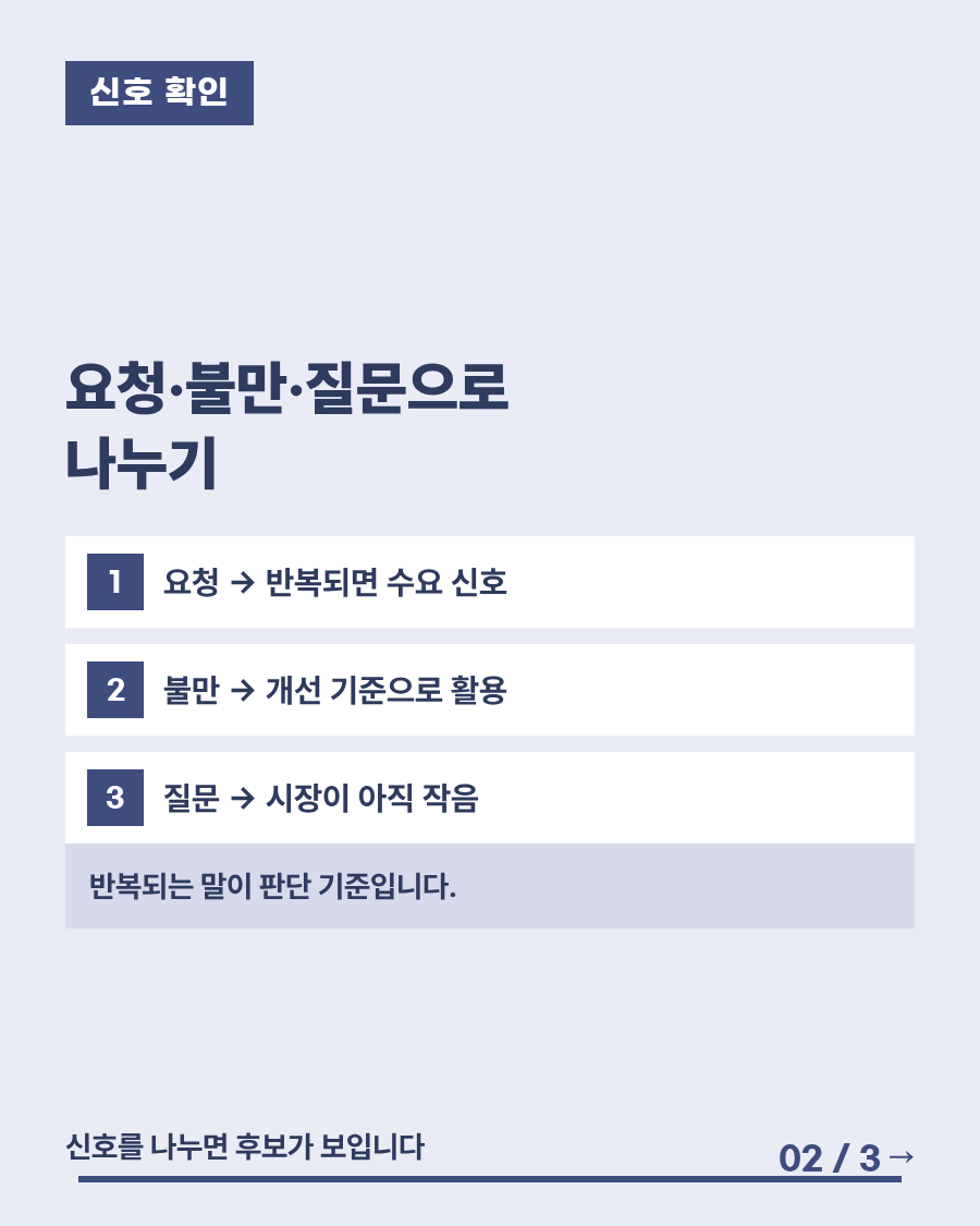 상품 후보를 확인하는 순서 안내